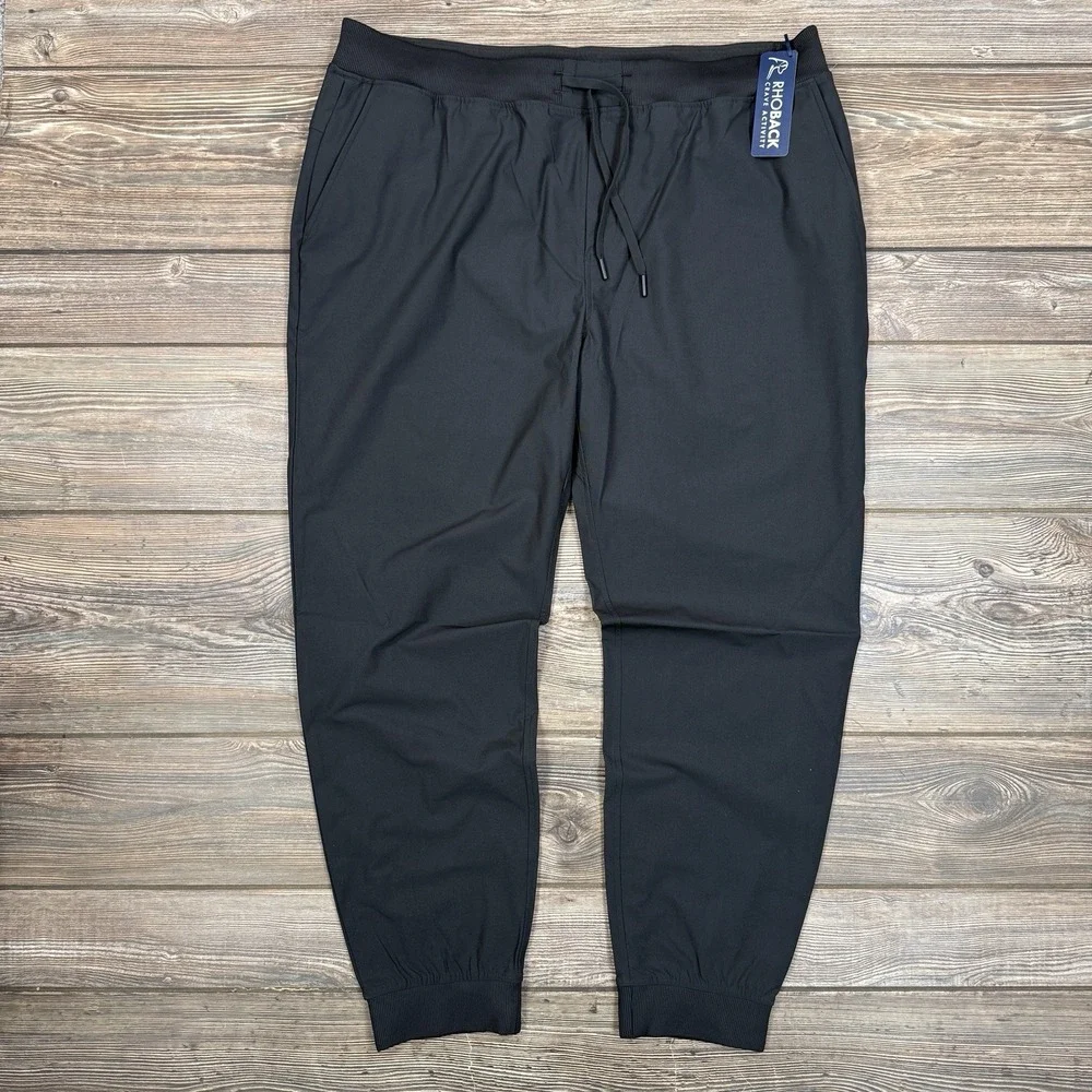 Rhoback Men's Dashers Performance Joggers‎ Pants Size 3XL Black Pockets NWT